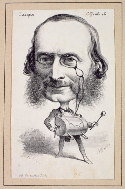 Porträt von Jacques Offenbach (1819-80) graviert von Paul Emile Destouches (1794-1874) von Hippolyte Mailly